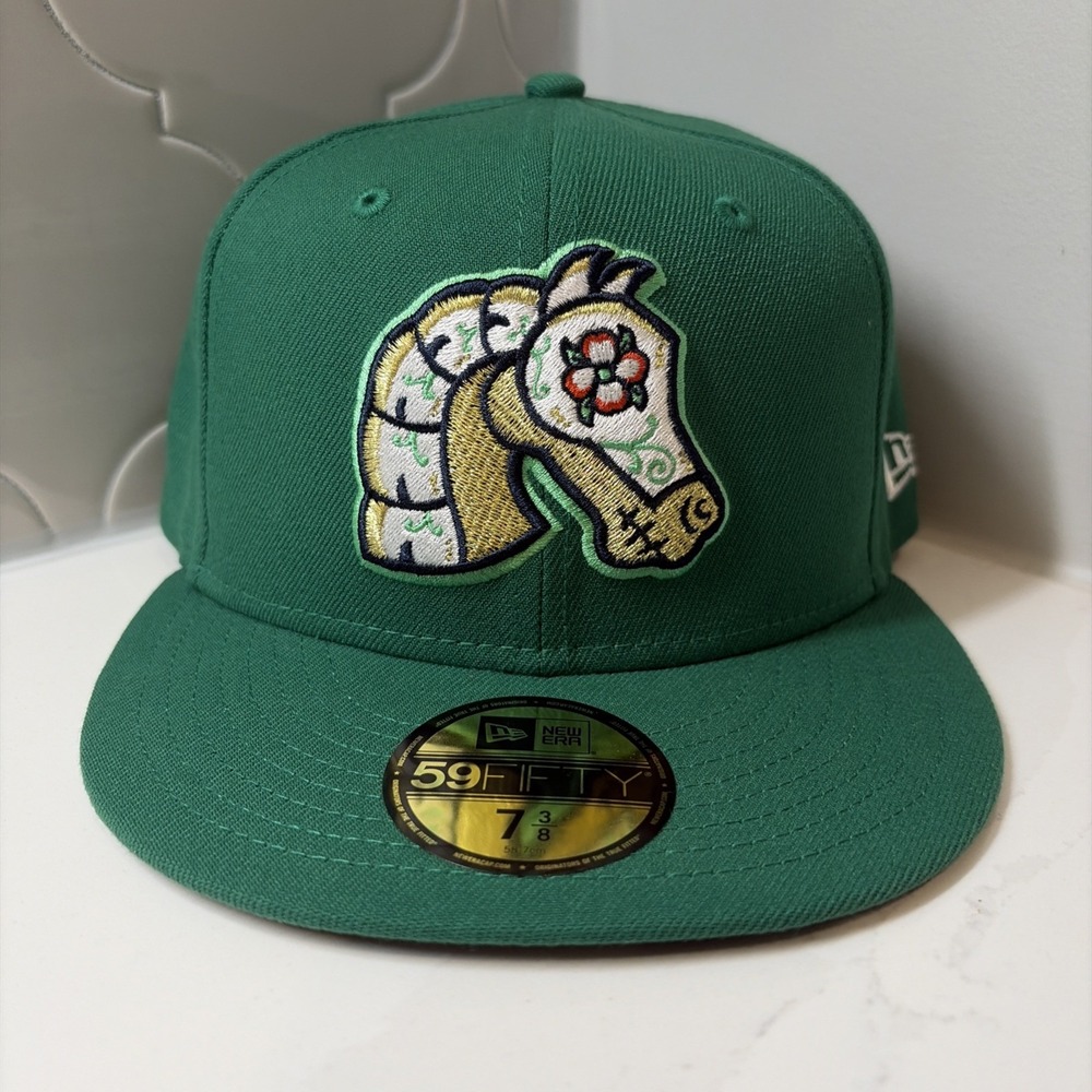 New Era Charlotte Knights Copa MiLB 59FIFTY Green Fitted Hat Size 7 3/8
